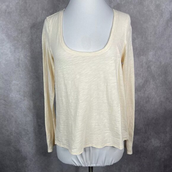 Anthropologie Tops - Daily Practice x Anthropologie Long Sleeve Scoop Neck Tee In Ivory Size S